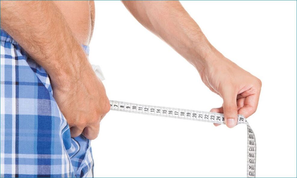 Measure the length of the enlarged penis